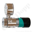 Labor Entnahmedruckminderer 0,1 bis 1,5 bar regelbar - Grundkörper - Eingangsdruck max. 50 bar - Eingang G 3/8" hinten Ausgang 1/4" NPT unten - FKM - Messing verchromt 6.0 - GCE Druva PLCMVBCFM