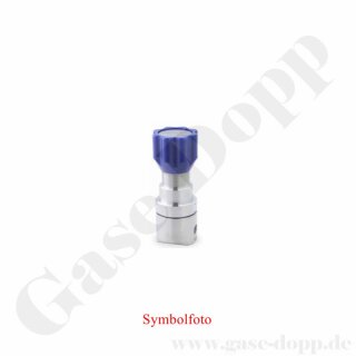 Flaschendruckminderer Stickstoff 200 bar - bis 40 bar regelbar - 1-stufig - IN W24,32x1/14" IG &Uuml;M DIN477-1 Nr.10 x OUT NPT 1/4" IG - R Port - Eingang - Edelstahl 6.0 - GCE DruvaPUR MF101