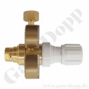 Flaschendruckminderer Tetrafluormethan CF4 200 bar 1-stufig bis 10 bar regelbar - Anschluss W21,8x1/14" DIN 477-1 Nr.6 - Ausgang 6 mm KRV - Messing 4.6 - GASARC TECH MASTER GPS400