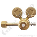 Flaschendruckminderer Tetrafluormethan CF4 200 bar 1-stufig bis 10 bar regelbar - Anschluss W21,8x1/14" DIN 477-1 Nr.6 - Ausgang 6 mm KRV - Messing 4.6 - GASARC TECH MASTER GPS400
