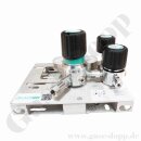 Druckregelstation 1 Eingang links 300 bar max. bis 10 bar regelbar - 1-stufig - In M14x1,5 - Out 1/4" NPT IG - Prozessgasspülung - FKM - Edelstahl 6.0 - GCE Druva MSLH0XS0