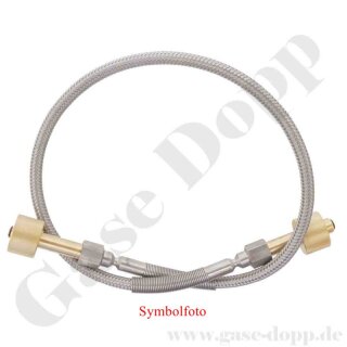 Edelstahlwellschlauch DN6 300 bar - Anschlüsse beidseitig W30x2" IG ÜM DIN 477-5 Nr.54 - inerte Gase Argon Helium Stickstoff - mit Fangleine - Gasreinheit 6.0 - Länge 1,0 m