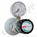 Labor Entnahmestelle für Wandaufbauversion mit Rückwandanschluss und Absperrventil - 40 bar - 0,5 - 6,0 bar regelbar - Eingang 1/4" NPT IG hinten - Ausgang G 1/4" IG unten - FKM - Messing verchromt 6.0 - GCE DRUVA EMD 400-42