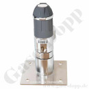 Labor Entnahmedruckminderer auf Wandplatte mit Absperrventil - Messing verchromt - max. 50 bar / 0,5 - 10,0 bar regelbar - Eingang 1/4" NPT IG oben - Ausgang 1/4" NPT IG unten - FKM - GCE DRUVA PLCIVBC