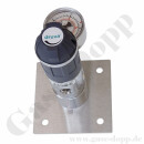 Labor Entnahmedruckminderer auf Wandplatte mit Absperrventil - Messing verchromt - max. 50 bar / 0,5 - 10,0 bar regelbar - Eingang 1/4" NPT IG oben - Ausgang 1/4" NPT IG unten - FKM - GCE DRUVA PLCIVBC