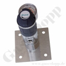 Labor Entnahmedruckminderer auf Wandplatte mit Absperrventil - Messing verchromt - max. 50 bar / 0,5 - 10,0 bar regelbar - Eingang 1/4" NPT IG oben - Ausgang 1/4" NPT IG unten - FKM - GCE DRUVA PLCIVBC