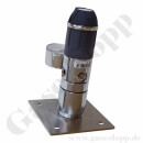 Labor Entnahmedruckminderer auf Wandplatte mit Absperrventil - Messing verchromt - max. 50 bar / 0,5 - 10,0 bar regelbar - Eingang 1/4" NPT IG oben - Ausgang 1/4" NPT IG unten - FKM - GCE DRUVA PLCIVBC