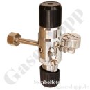 Flaschendruckminderer Wasserstoff 200 bar 2-stufig bis 1,0 bar regelbar - Anschluss W21,8x1/14" LH DIN 477-1 Nr.1 - Ausgang 6 mm KRV - 20 m³/h - Messing verchromt 6.0 - GCE Druva CPLH0DJ