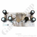 Batteriedruckminderer Entspannungsstation - halbautomatische Umschaltung - 200 bar - bis 14 bar regelbar - 2-stufig - 2 Eingänge M14x1,5 AG - Ausgang 1/4" NPT IG - mit Kontaktmanometer Eigengasspülung im Eingang - Edelstahl 6.0 - GCE Druva