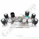 Batteriedruckminderer Entspannungsstation - halbautomatische Umschaltung - 200 bar - bis 14 bar regelbar - 2-stufig - 2 Eingänge M14x1,5 AG - Ausgang 1/4" NPT IG - mit Kontaktmanometer Eigengasspülung im Eingang - Edelstahl 6.0 - GCE Druva