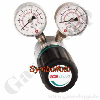 Leitungsdruckminderer bis 1,0 bar regelbar - Eingang max. 12 bar Rechts - 1-stufig - IN / OUT 8 mm KRV - 4 Port - ohne Sicherheitsüberdruckventil - Messing verchromt 6.0 - 20m³ - GCE DruvaPUR