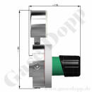 Leitungsdruckminderer bis 250 mbar regelbar - Eingang max. 12 bar Rechts - 1-stufig - IN / OUT 8 mm KRV - 4 Port - Messing verchromt 6.0 - GCE Druva LPBPVSF