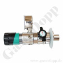 Labor Entnahmestelle für Wandaufbauversion mit Rückwandanschluss und Absperrventil - 40 bar - 0,5 - 6,0 bar regelbar - Eingang 1/4" NPT IG hinten - Ausgang G 1/4" IG unten - EPDM - Messing verchromt 6.0 - GCE DRUVA EMD 400-42