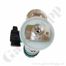 Labor Entnahmestelle für Wandaufbauversion mit Rückwandanschluss und Absperrventil - 40 bar - 0,5 - 6,0 bar regelbar - Eingang 1/4" NPT IG hinten - Ausgang G 1/4" IG unten - EPDM - Messing verchromt 6.0 - GCE DRUVA EMD 400-42