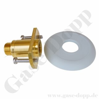 R&uuml;ckwandeinbau Adapter komplett f&uuml;r Labor Entnahmedruckminderer - f&uuml;r 20 mm Wandst&auml;rke - Messing - GCE DRUVA EMD3100 PLCIV