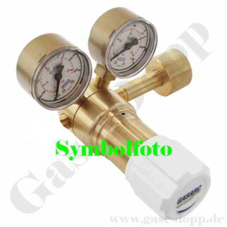 Flaschendruckminderer Wasserstoff 200 bar 1-stufig bis 100 bar regelbar - Anschluss W21,8x1/14" LH DIN 477-1 Nr.1 - Ausgang 1/4" NPT IG - Messing 4.5 - GASARC TECH MASTER GPS421