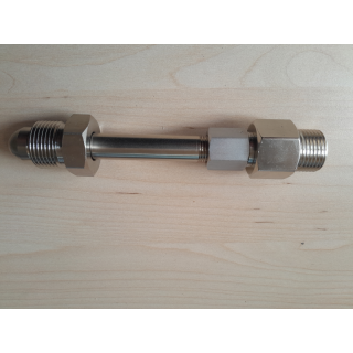 Flaschenanschluss Adapter CGA-580 AG x W21,8x1/14" AG - DIN477-1 Nr.6 - Länge ca 155 mm - Argon Stickstoff - 207 bar - Messing vernickelt / Messing