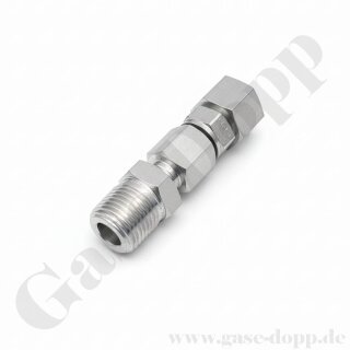 Reduzierung 1/2" NPT AG x M18x1,5 IG &Uuml;M 12L vormontiert - mehrteilig gedichtet - 315 bar - Edelstahl / Stahl