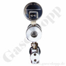 Labor Entnahmedruckminderer mit Absperr- & Regulierventil - max. 50 bar / 0,1 - 1,5 bar regelbar - Eingang G 3/8" IG hinten - Ausgang 1/4" NPT unten - FKM - Messing verchromt 6.0 - GCE Druva