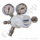 Flaschendruckminderer Wasserstoff 200 bar 1-stufig bis 3,5 bar regelbar - Anschluss W21,8x1/14" LH DIN 477-1 Nr.1 - Ausgang 1/4" KRV - Messing vernickelt 5.0 - GASARC LAP MASTER LGS501