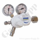 Flaschendruckminderer Pr&uuml;fgas 200 bar 1-stufig bis 3,5 bar regelbar - Anschluss M19x1,5 LH DIN 477-1 Nr.14 - Ausgang KRV 1/4" - Messing vernickelt  5.0 - GASARC LAP MASTER LGS501