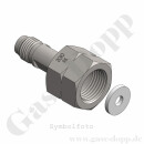 Flaschenanschluss CGA-330 x 1/4" Face Seal AG - VCR kompatibel - L&auml;nge 53 mm - Edelstahl - Chlorwasserstoff