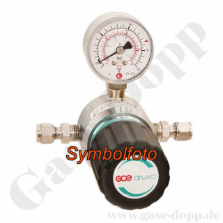 Leitungsdruckminderer bis 10 bar regelbar - Eingang max. 300 bar Rechts - 1-stufig - IN / OUT KRV 1/4" - 4 Port - ohne Abblaseventil - Edelstahl 6.0 - GCE Druva LSLH0SF