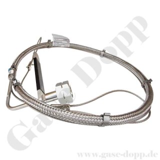 Edelstahlwellschlauch DN6 200 bar - DIN 477-1 Nr.14 - M19x1,5 LH IG x 1/4" NPT AG - Sechskantanschluss - Pr&uuml;fgas - Gasreinheit 6.0 - L&auml;nge 1,5 m