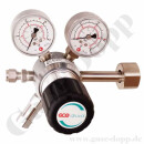 Flaschendruckminderer Stickstoff 200 bar 1-stufig bis 28 bar regelbar - Eingang Links W24,32x1/14" DIN 477-1 Nr.10 - Ausgang 6 mm KRV - FKM - Messing verchromt 6.0 - GCE Druva CPLH0SJ