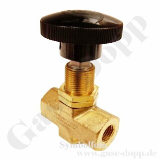 Nadelventil - IN / OUT 1/8" NPT IG - gerader Durchgang - Runder Griff - max. 207  bar - mehrteilig gedichtet - Messing - HAM-LET
