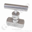 Nadelventil - IN / OUT 1/8" NPT IG - gerader Durchgang - Metall Knebelgriff - max. 420 bar - mehrteilig gedichtet - 200&deg;C - PTFE - Edelstahl