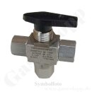 Kugelhahn 3-Wege - IN / OUT 1/16" KRV - max. 207 bar - Kunststoff Griff - mehrteilig gedichtet - 210&deg;C - Edelstahl - HAM-LET H6800 /  H6810SSN1/16PST