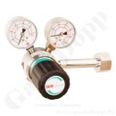 Flaschendruckminderer Helium 200 bar 1-stufig bis 28 bar regelbar - Handanschluss W21,8x1/14" DIN 477-1 Nr.6 - Ausgang 1/4" NPT IG - Messing verchromt 6.0 - GCE Druva CPLH0SJ