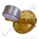 Leitungsdruckminderer Feindruckregler nicht brennbare Gase - Eingang max. 16 bar - Ausgang 0 - 30 mbar regelbar - IN G 1/4" IG OUT G 1/4" IG - Leistung ca. 1Nm³/h (P1-6 bar / P2- 50 mbar / Luft) - Messing