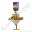 Leitungsdruckminderer Feindruckregler nicht brennbare Gase - Eingang max. 16 bar - Ausgang 0 - 30 mbar regelbar - IN G 1/4" IG OUT G 1/4" IG - Leistung ca. 1Nm³/h (P1-6 bar / P2- 50 mbar / Luft) - Messing
