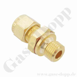 Einschraubverschraubung - RVS 3 mm x G 1/4" AG - 400 bar - Doppelklemmring Rohrverschraubung (RVS) metrisch auf z&ouml;lliges Au&szlig;engewinde BSPP (G) AG - Messing- HAM-LET