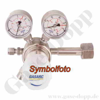 Flaschendruckminderer Wasserstoff 200 bar 1-stufig bis 50 bar regelbar - Anschluss W21,8x1/14" LH DIN 477-1 Nr.1 - Ausgang 6 mm KRV - EPDM - Edelstahl 6.0 - GASARC CHEM MASTER SGS622