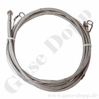 Edelstahlwellschlauch DN6 300 bar - Anschluss 1: W30x2 IG DIN 477-5 Nr.59 x Anschluss 2: M20x1,5 IG &Uuml;M vormontiert S12 DKOS - Sauerstoff - L&auml;nge: 2.0 m