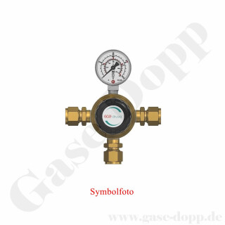 Leitungsdruckminderer bis 10 bar regelbar - Eingang max. 60 bar Rechts - 1-stufig - IN / OUT 12 mm KRV - 4 Port - 12 mm KRV unten - 100 m&sup3;/h - EPDM - Messing 5.0 - GCE Druva LTMHESF