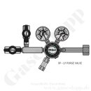 Flaschendruckminderer Helium 200 bar 1-stufig bis 28 bar regelbar - Handanschluss W21,8x1/14" DIN 477-1 Nr.6 - Ausgang 6 mm KRV - Sp&uuml;lventil im Ausgang - Messing verchromt 6.0 - GCE Druva CPLH0SJ