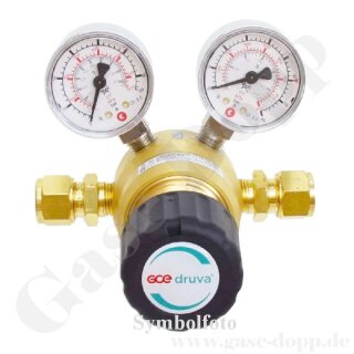 Leitungsdruckminderer 60 bar - bis 20 bar regelbar - 1-stufig - IN / OUT KRV 12 mm - 6 Port - Eingang Links - ohne Abblaseventil - 100 m&sup2;/h - FKM - Messing 5.0 - GCE Druva TEC