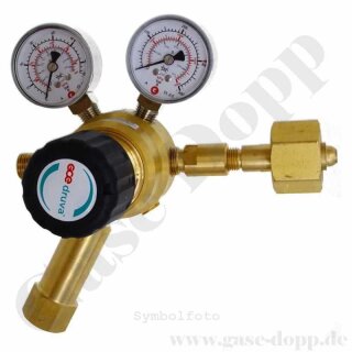 B&uuml;ndeldruckminderer Sauerstoff 200 bar 1-stufig bis 10 bar regelbar - Anschluss G3/4" IG &Uuml;M DIN 477-1 Nr.9 - Ausgang G 1/4" AG - 100 m&sup2;/h - Messing - GCE Druva CTMH0SJ