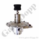 Leitungsdruckminderer Feindruckregler - Eingang max. 15 bar - Ausgang 5 - 45 mbar regelbar - Eingang G 1/2" IG - Ausgang G 1/2" IG - ohne Manometer - Leistung 15 m³/h - EPDM - FDA - Aluminium - GD2112