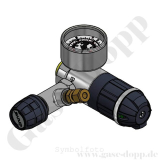 Labor Entnahmedruckminderer f&uuml;r Ampeleinbau / H&auml;ngeversion - Messing verchromt - max. 50 bar / 0,5 - 10,5 bar regelbar - Eingang G 3/8" IG - Ausgang 6 mm KRV - GCE DRUVA PLCIEBC-S02