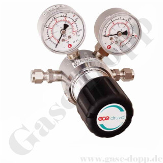 Leitungsdruckminderer bis 200 bar regelbar - Eingang max. 300 bar Rechts - 1-stufig - IN / OUT 6 mm KRV - 6 Port - ohne Sicherheits&uuml;berdruckventil - Messing verchromt 6.0 - GCE Druva LPLH0SJ