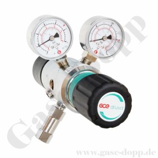 Reinstgasdruckminderer 200 bar - 0,2 bis 2 bar regelbar - 2-stufig - IN / OUT NPT 1/4" IG - 6 Port - Eingang Rechts - 3 m³/h - EPDM - Messing verchromt 6.0 - GCE Druva CPLLEDJ