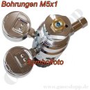 Reinstgasdruckminderer 200 bar - 0,2 bis 2 bar regelbar - 2-stufig - IN / OUT NPT 1/4" IG - 6 Port - Eingang Rechts - 3 m³/h - EPDM - Messing verchromt 6.0 - GCE Druva CPLLEDJ