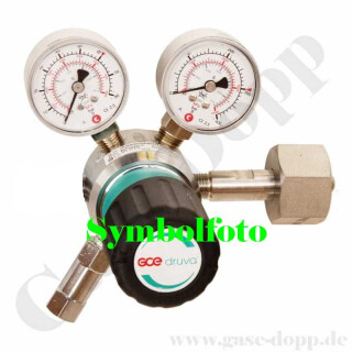 Flaschendruckminderer Stickstoff 300 bar 1-stufig bis 10 bar regelbar - Anschluss W30x2" DIN 477-5 Nr.54 - Ausgang 6 mm KRV - Messing verchromt 6.0 - GCE Druva CPLH0SJ