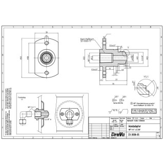 Rückwandeinbau Adapter komplett für Labor Entnahmedruckminderer - für 6 - 8 mm Wandstärke - Messing - GCE DRUVA PLCIV