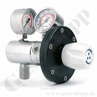 Reinstgasdruckminderer 200 bar - 0,1 bis 1 bar regelbar - 2-stufig - IN / OUT NPT 1/4" IG - 6 Port - Eingang Rechts - x m³/h - EPDM - Edelstahl 6.0 - Rotarex D 230-0.1